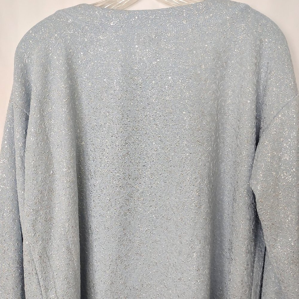 Ruby Rd Light Blue Silver Metallic Sweatshirt Pul… - image 7